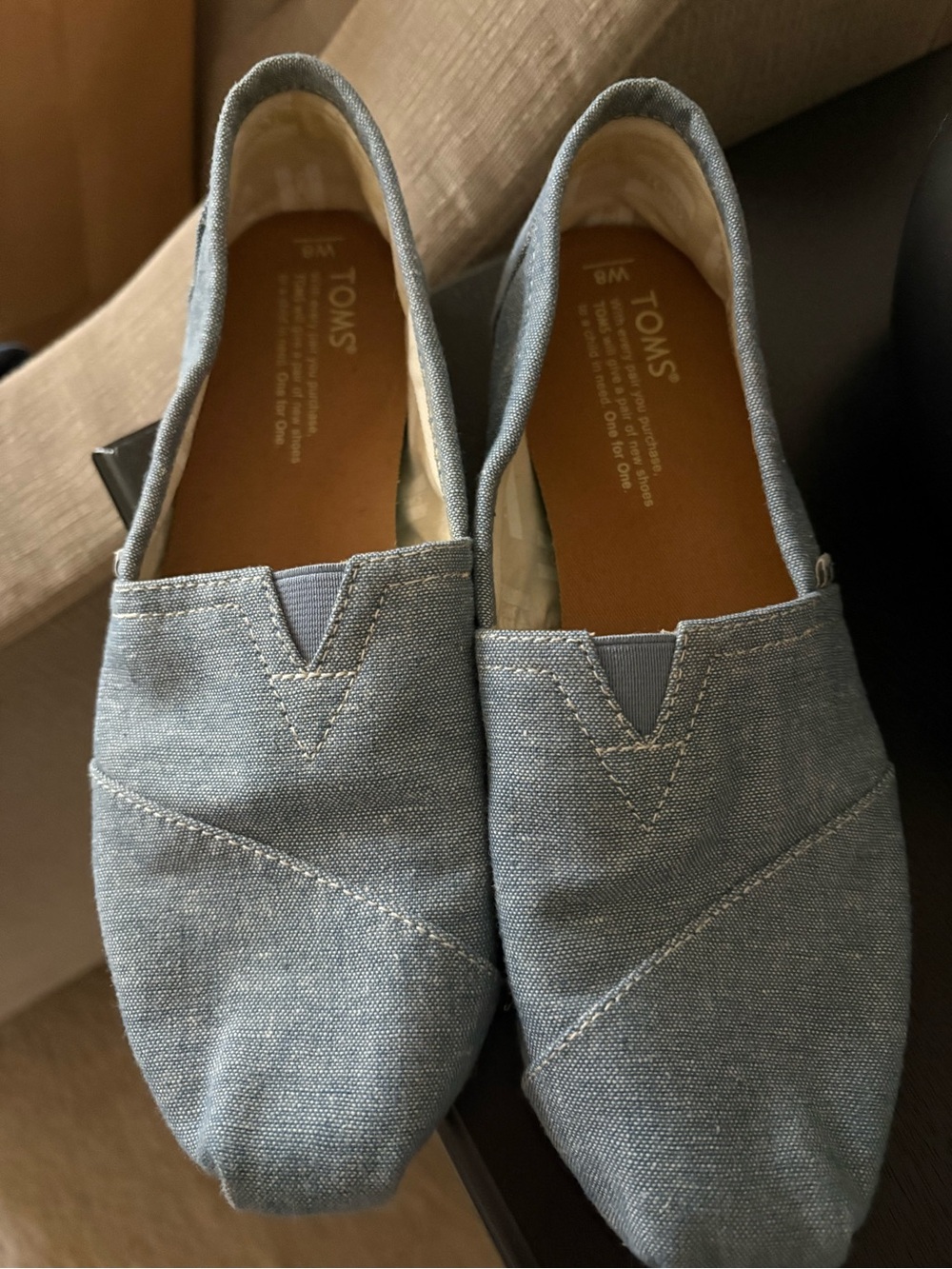 TOMS Light Blue Canvas Slip-On Shoes